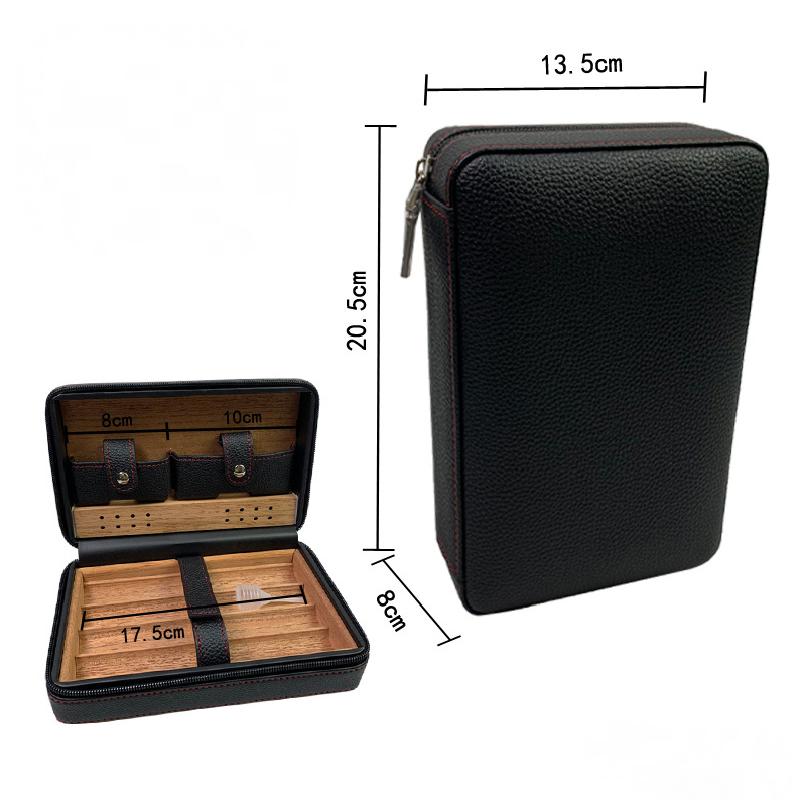 Men's Portable Cigar Humidor Leather Set Storage Bag