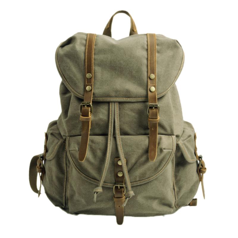Sac à dos rétro en toile multi-poches pour homme, grande capacité, pour l'extérieur