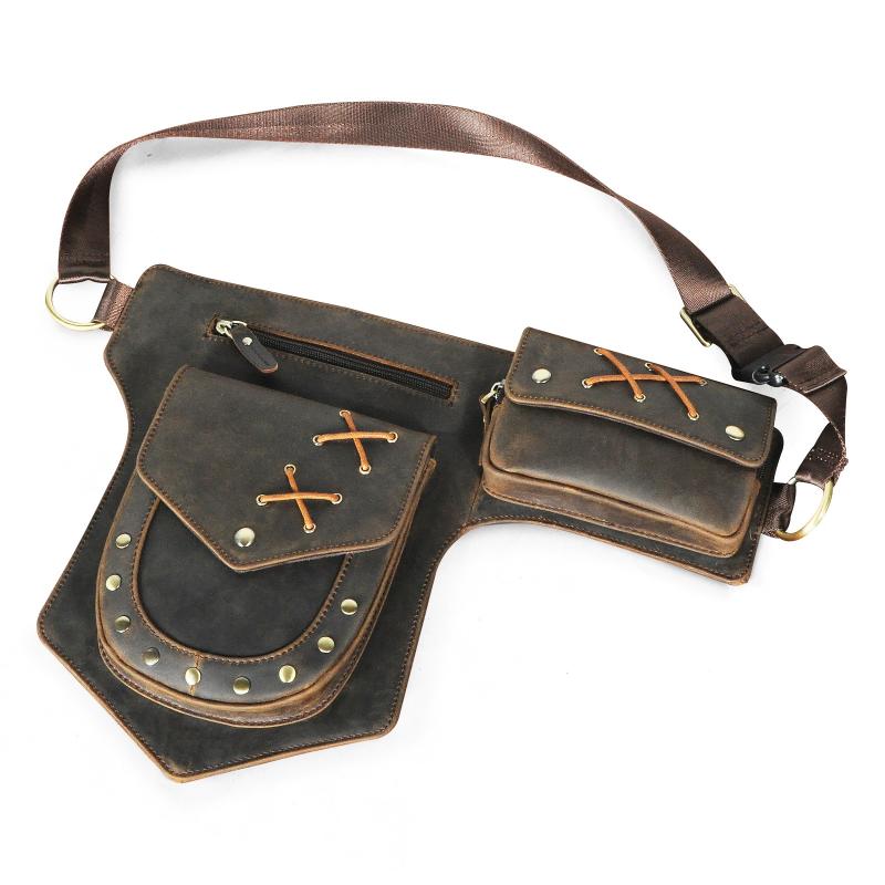 Men's Classic Retro Personality Outdoor  Leather  Waist Bag