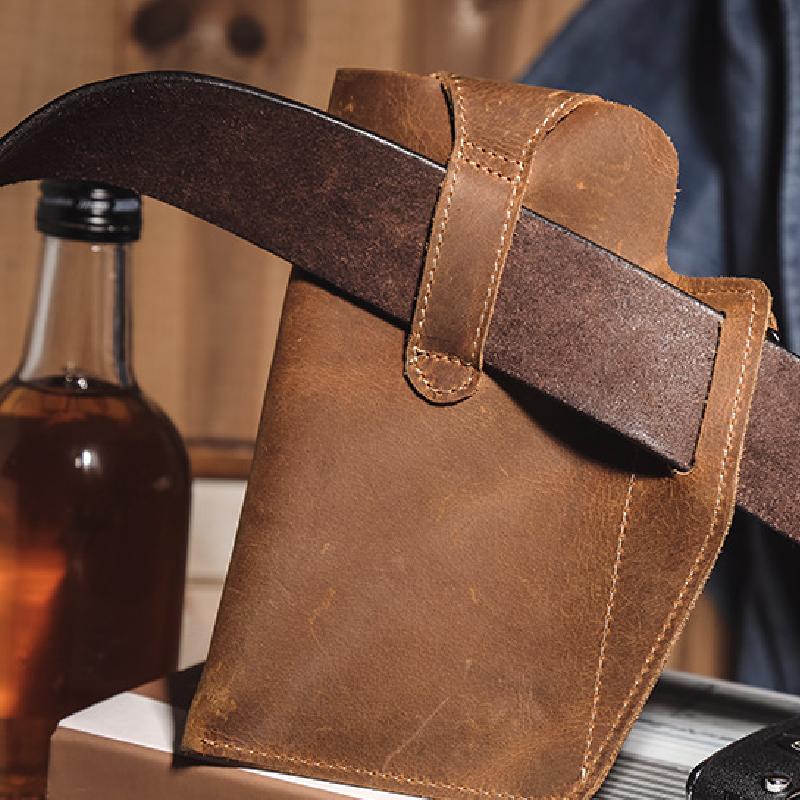 Sac banane rétro décontracté en cuir pour téléphone portable