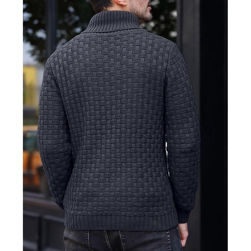 Pull décontracté à revers en tricot jacquard pour homme