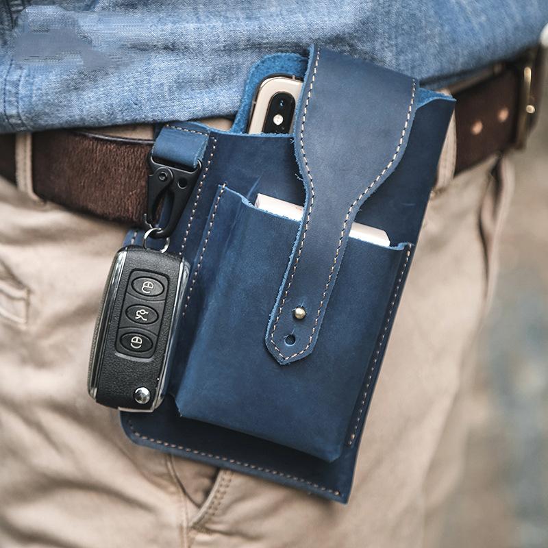 Sac banane rétro décontracté en cuir pour téléphone portable