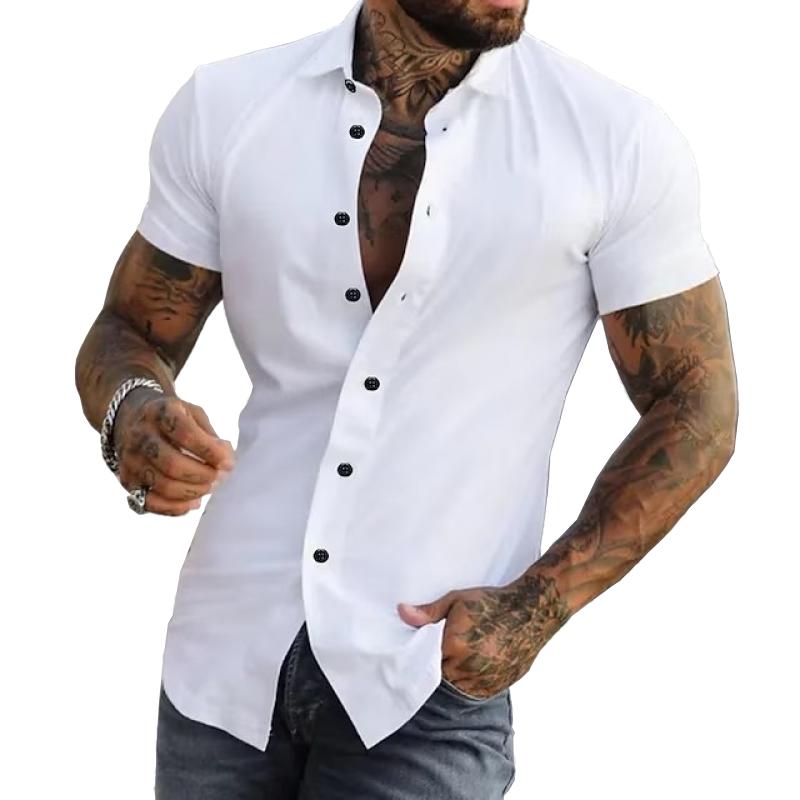 T-shirt de sport à manches courtes et revers uni pour homme