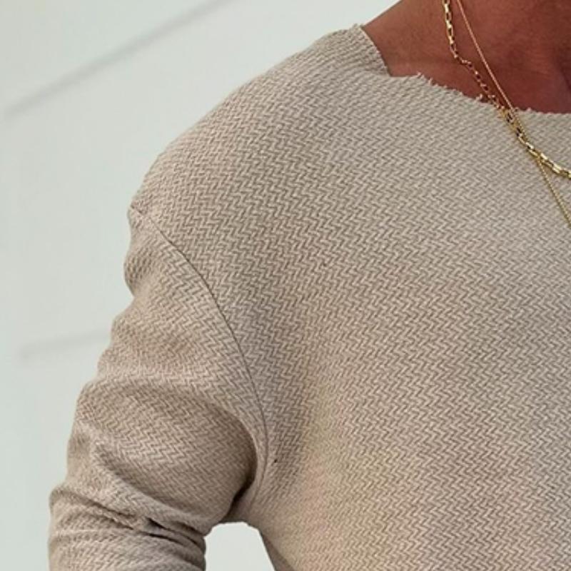 Men's Retro Casual Printed Round Neck Long Sleeve T-Shirt