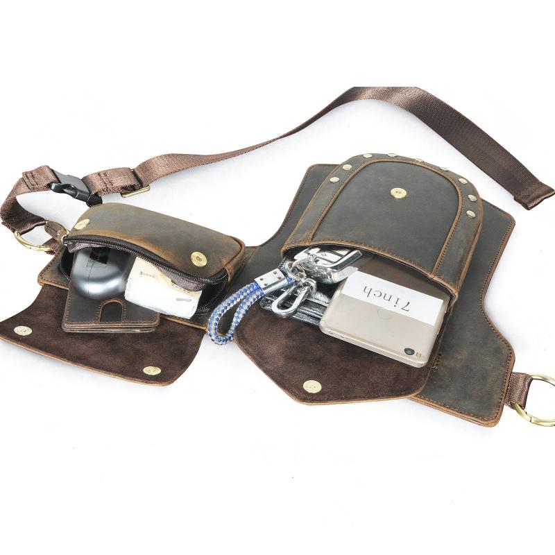 Men's Classic Retro Personality Outdoor  Leather  Waist Bag