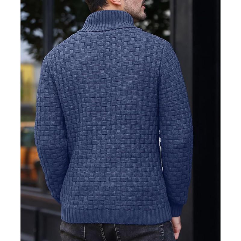 Pull décontracté à revers en tricot jacquard pour homme