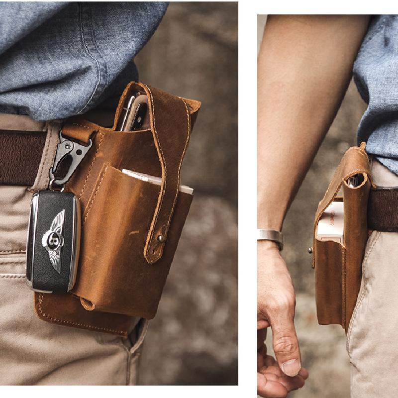 Sac banane rétro décontracté en cuir pour téléphone portable