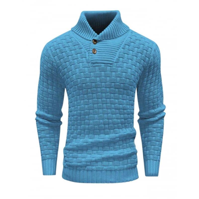Pull décontracté à revers en tricot jacquard pour homme