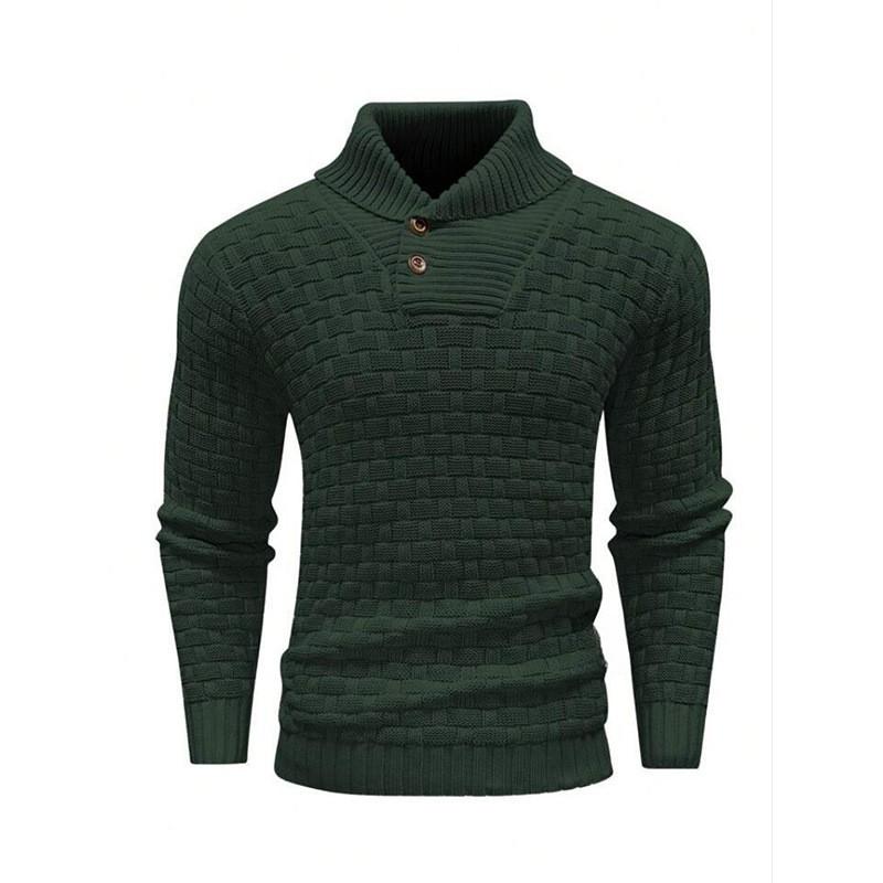 Pull décontracté à revers en tricot jacquard pour homme