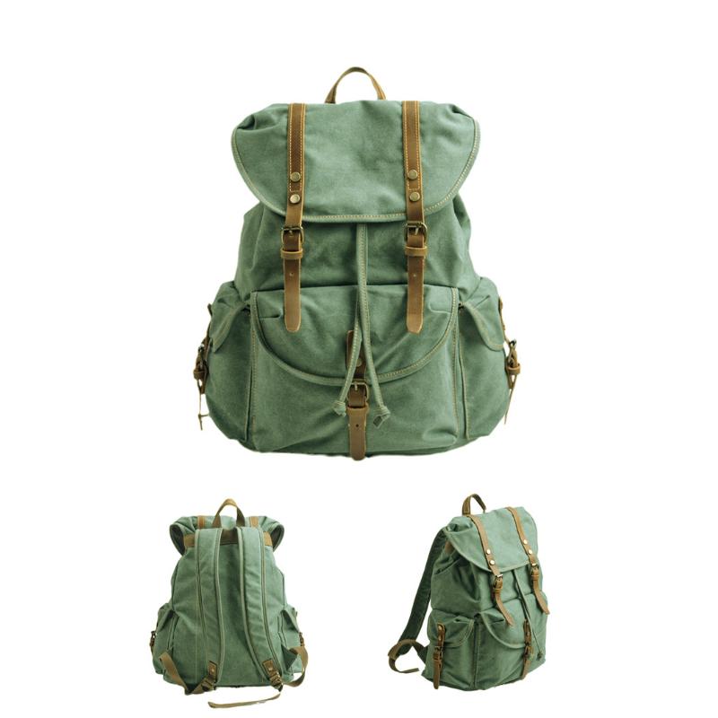 Sac à dos rétro en toile multi-poches pour homme, grande capacité, pour l'extérieur