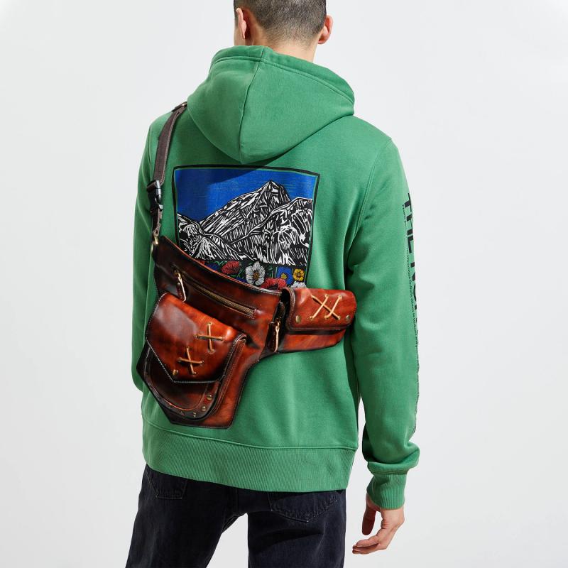 Men's Classic Retro Personality Outdoor  Leather  Waist Bag