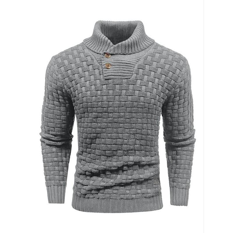 Pull décontracté à revers en tricot jacquard pour homme