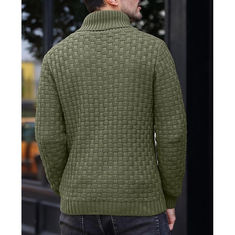 Pull décontracté à revers en tricot jacquard pour homme