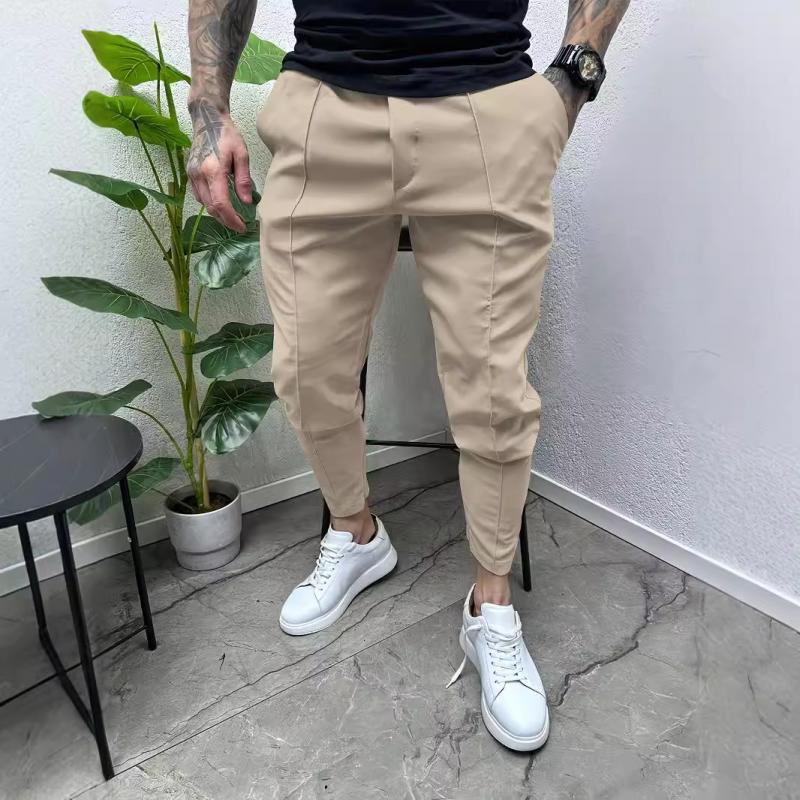 Pantalon décontracté à cordon de serrage pour homme, couleur unie