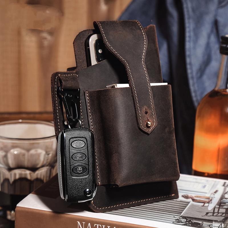 Sac banane rétro décontracté en cuir pour téléphone portable
