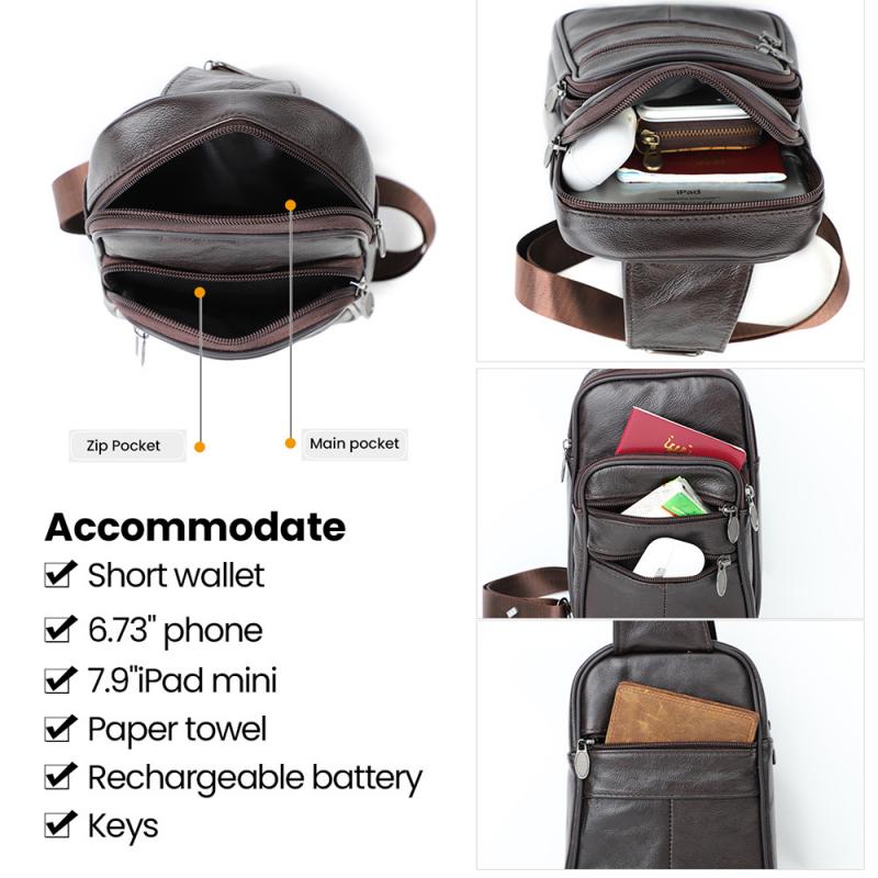 Men's Vintage Casual Leather Zipper Crossbody Messenger Bag