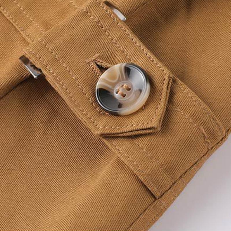 Men's Casual Washed Cotton Warm Stand Collar Hooded Mid-length Coat