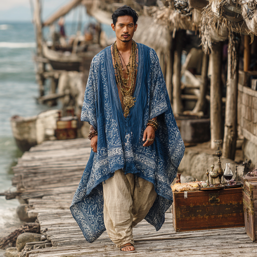 Men's fashionable and casual Bohemian-style robe