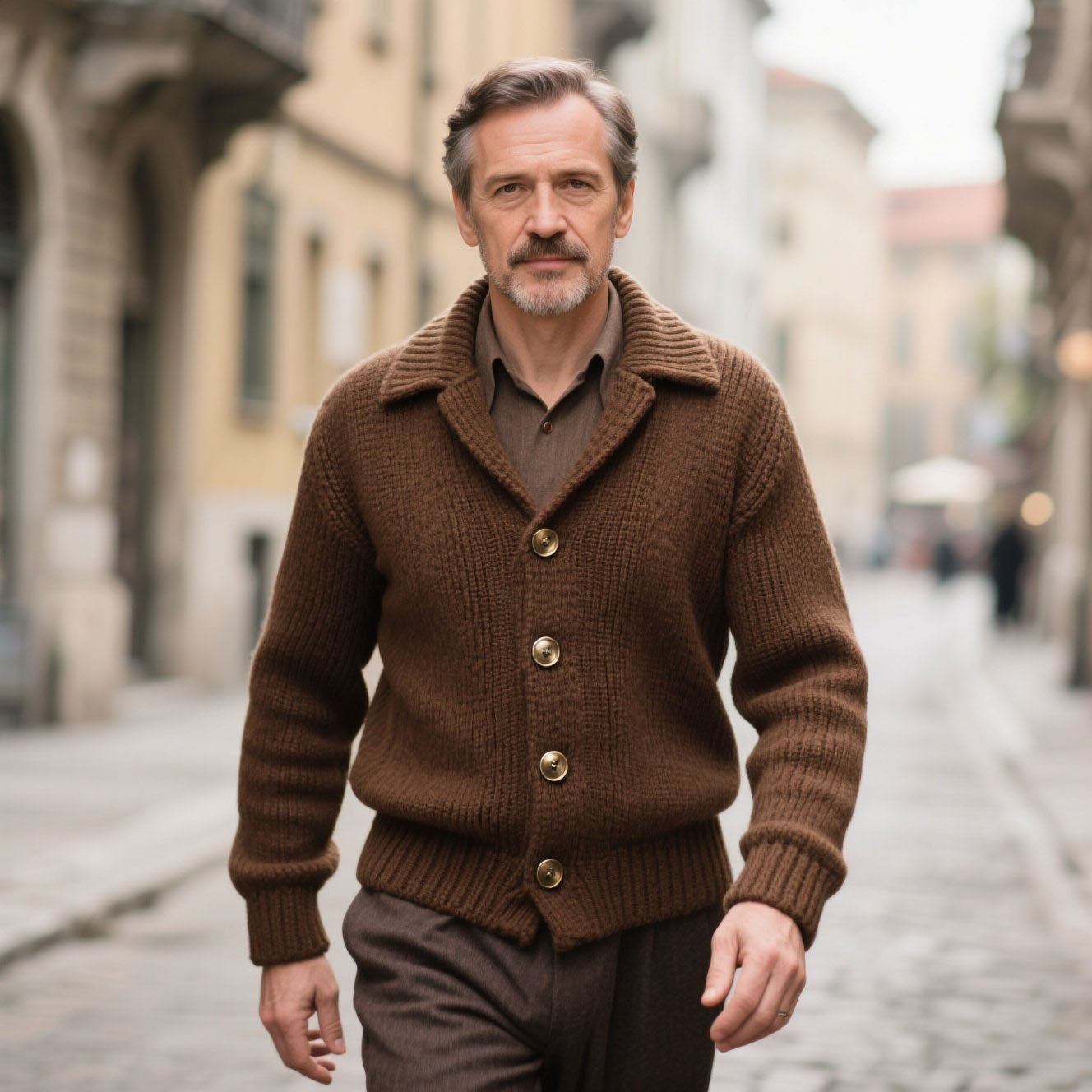 Cardigan marron décontracté à la mode pour hommes