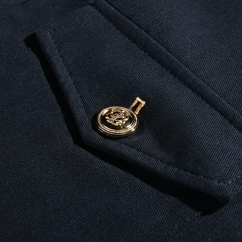 Veste boutonnée à revers unie décontractée vintage pour homme