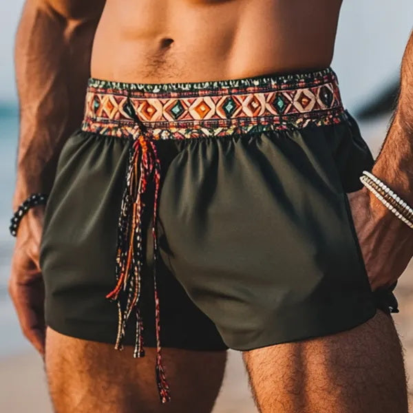 Men's Bohemian Vintage Beach Vacation Ethnic Style Casual Shorts