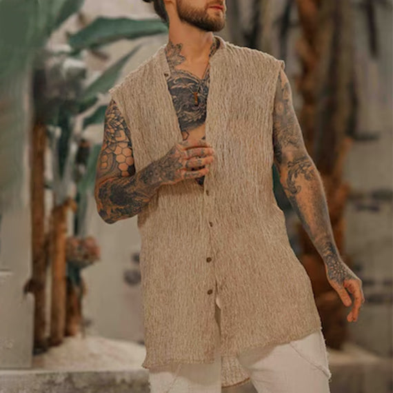 Men's fashionable and casual khaki vest