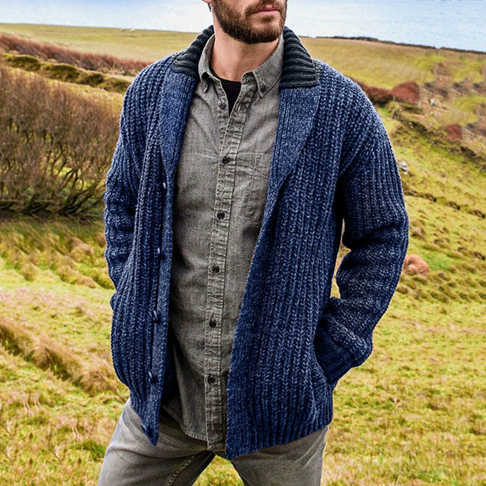 Men's fashionable casual solid-color sweater