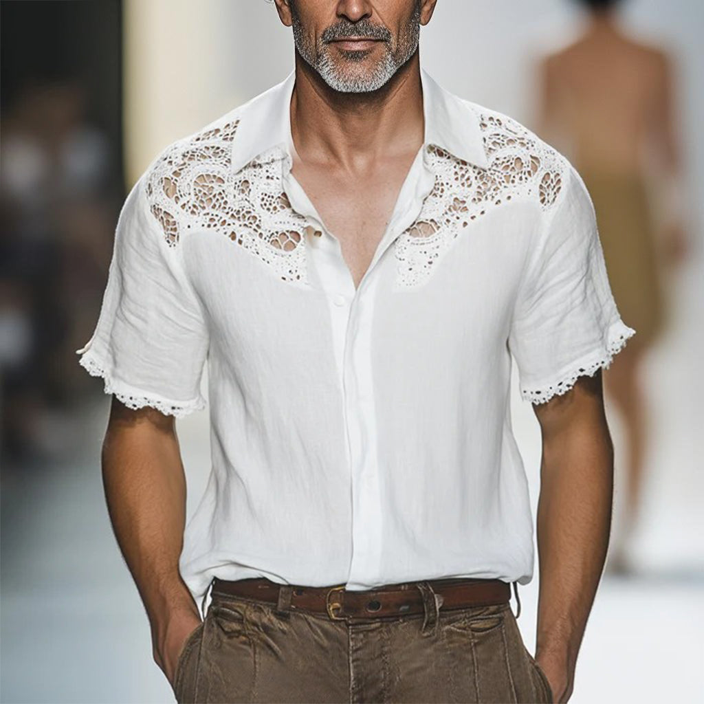 Men's fashionable casual lace shirt