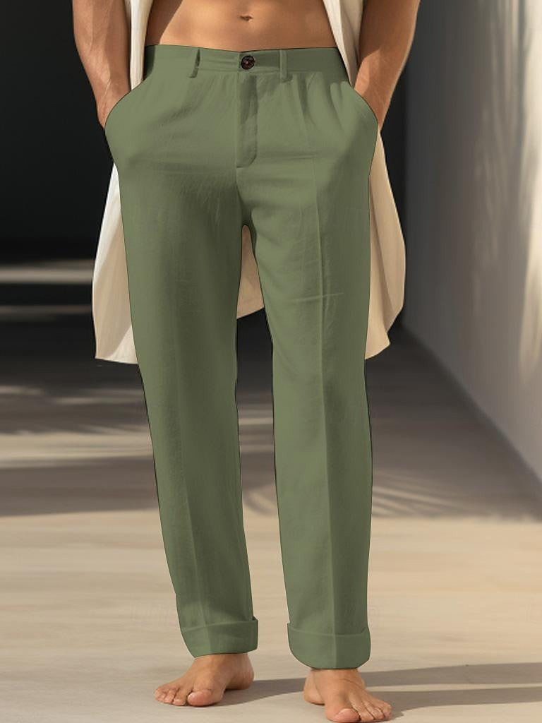 Pantalon en lin pour homme, tendance et décontracté