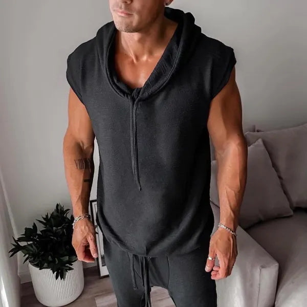 Fitness-Tanktop mit Kapuze und Ärmeln 