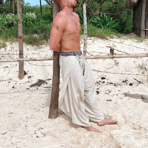 Men's fashionable and casual Bohemian-style cotton and linen trousers