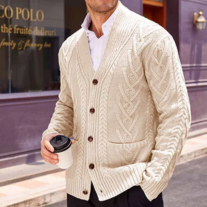 Pull boutonné décontracté et tendance pour homme, couleur unie