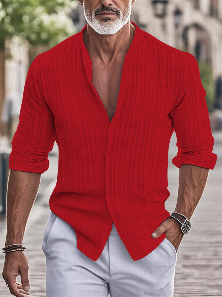 Men's fashion printed cotton and linen shirt