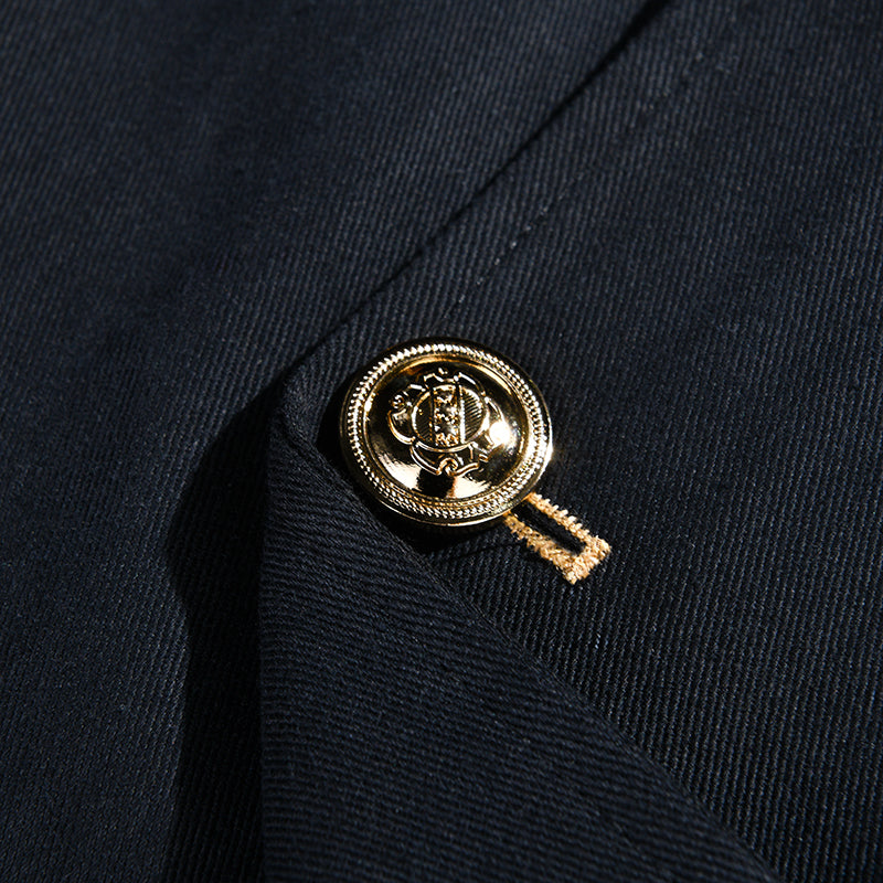 Veste boutonnée à revers unie décontractée vintage pour homme