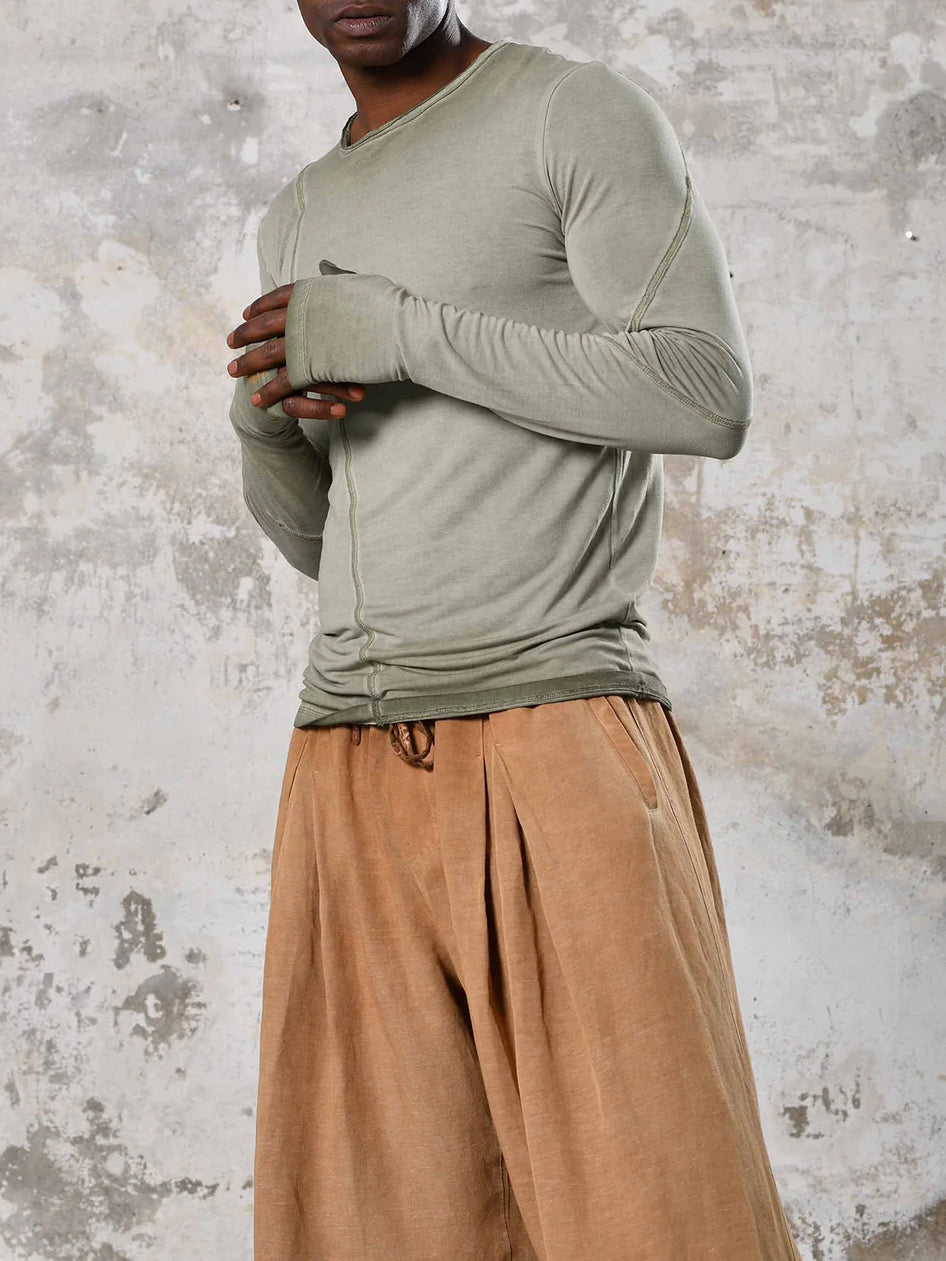 Men's fashionable and casual Bohemian-style long-sleeved T-shirt