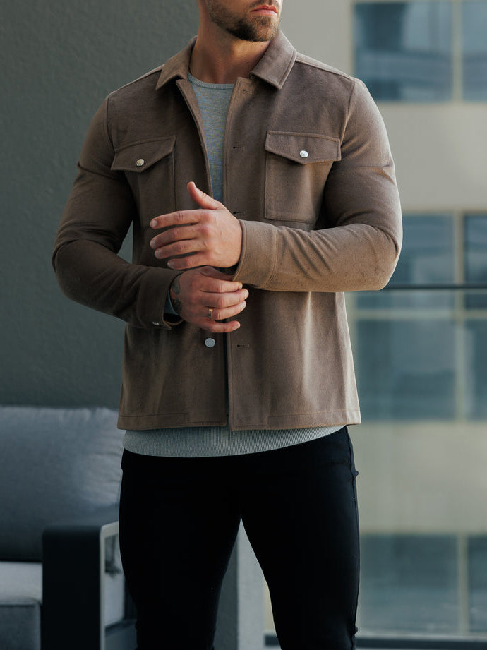 Suede Feel Button Up Jacket