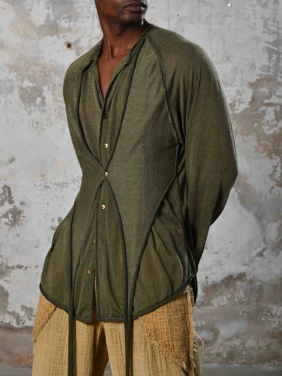 Men's fashionable and casual Bohemian-style long-sleeved T-shirt